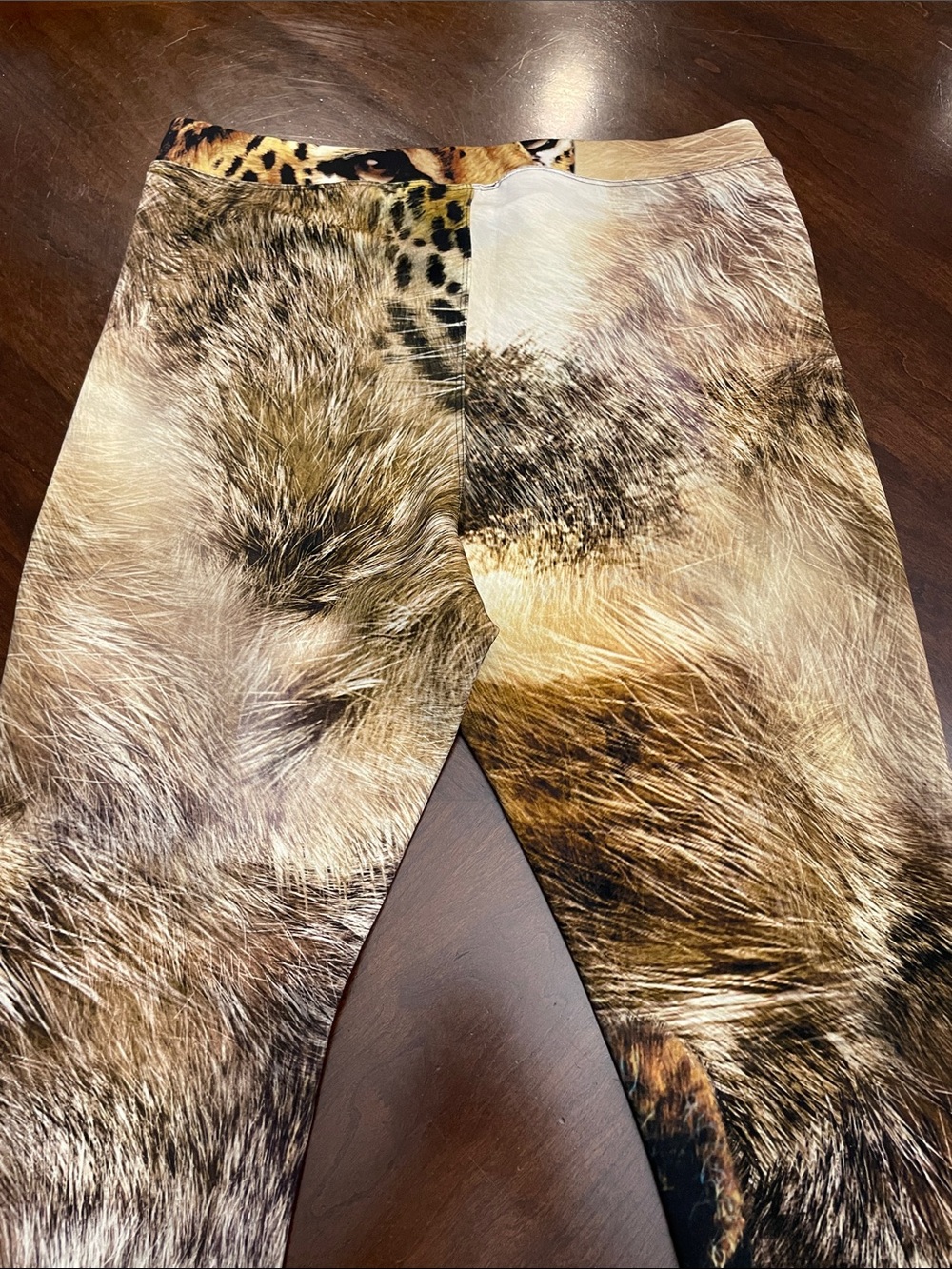 Express Leopard Face Print Leggings in Yellow, Brown, Black - Picture 10 of 16